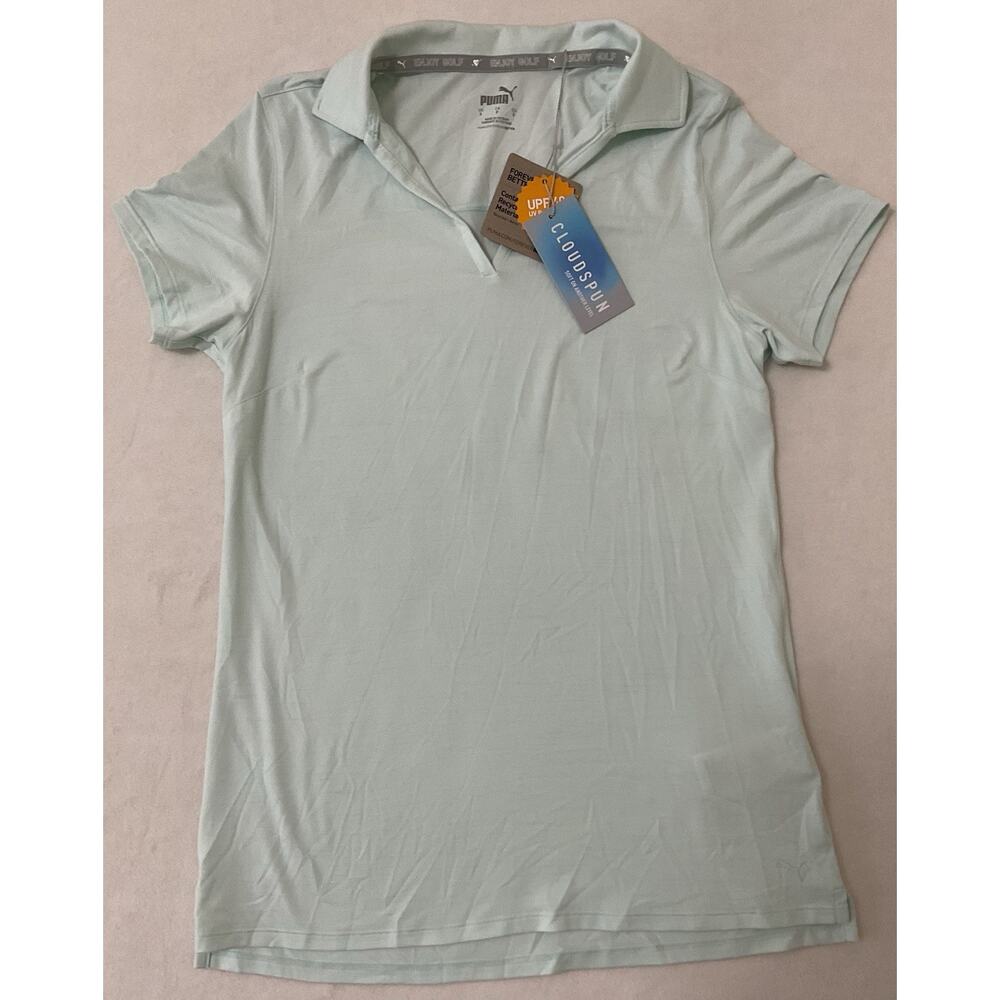 PumaGolf Cloudspun Polo Shirt Men's Size Small Light Green Mint UPF 40 NWT
